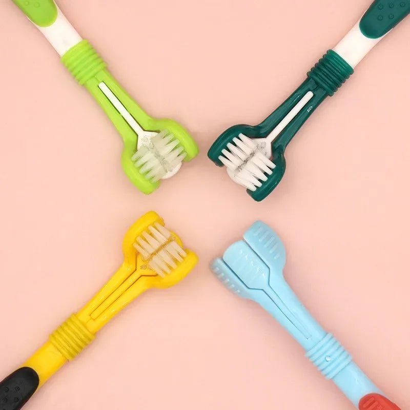 3-Sided Pet Toothbrush for Dogs and Cats – Deep Cleaning Dental Care