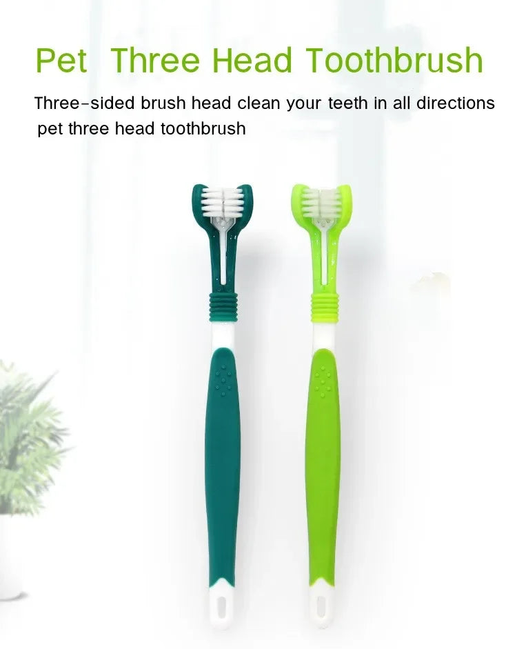 3-Sided Pet Toothbrush for Dogs and Cats – Deep Cleaning Dental Care