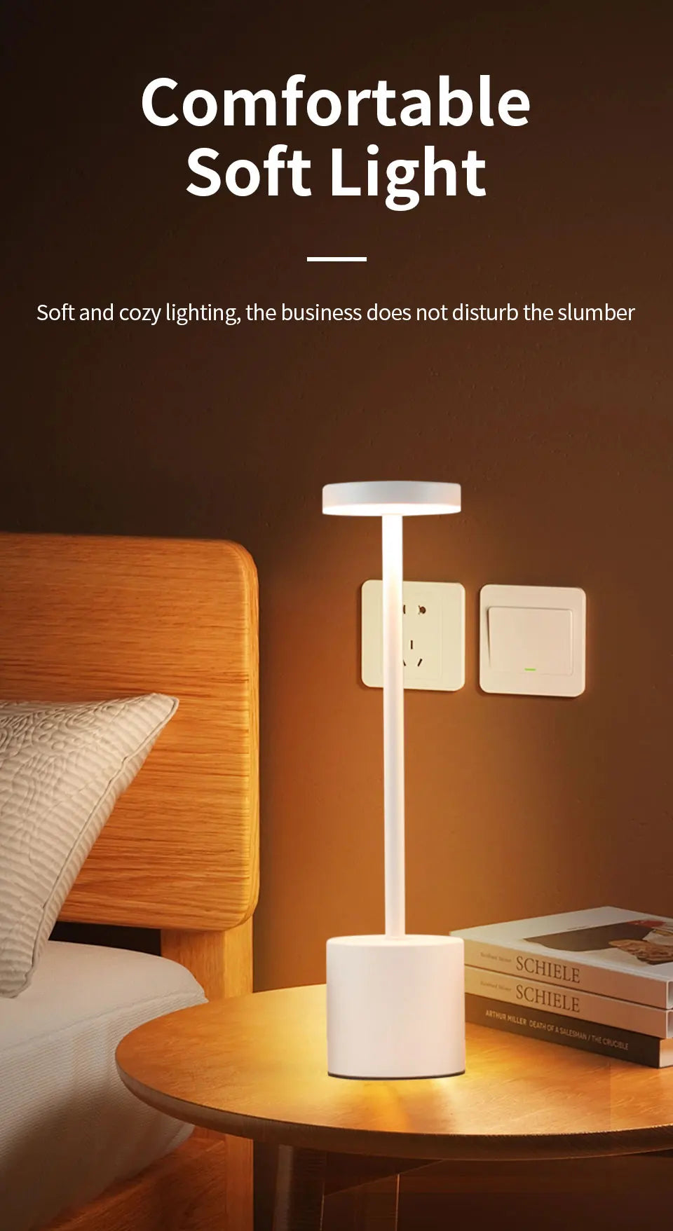 Simple Touch Sensor LED Table Lamp – Rechargeable & Elegant