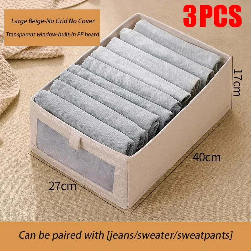 1-3Pcs Pants Storage Box Clothes Organizers of Cabinets and Drawers Fabric Foldable Boxes for Bedroom Wardrobe Organization Home