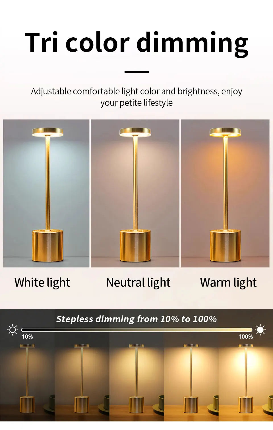 Simple Touch Sensor LED Table Lamp – Rechargeable & Elegant