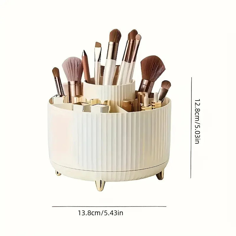 360° Rotating 5-Slot Makeup Brush Holder & Desk Organizer