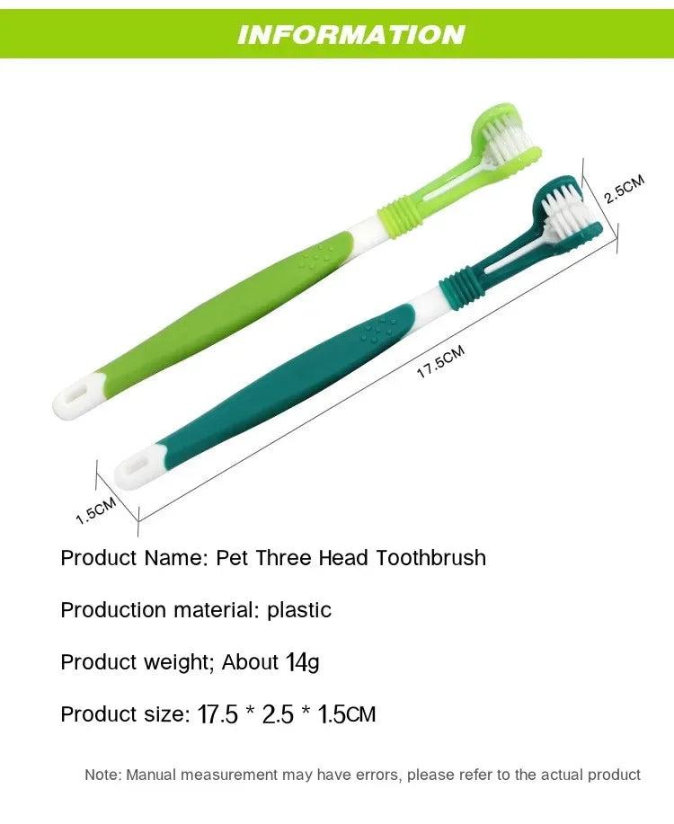 3-Sided Pet Toothbrush for Dogs and Cats – Deep Cleaning Dental Care