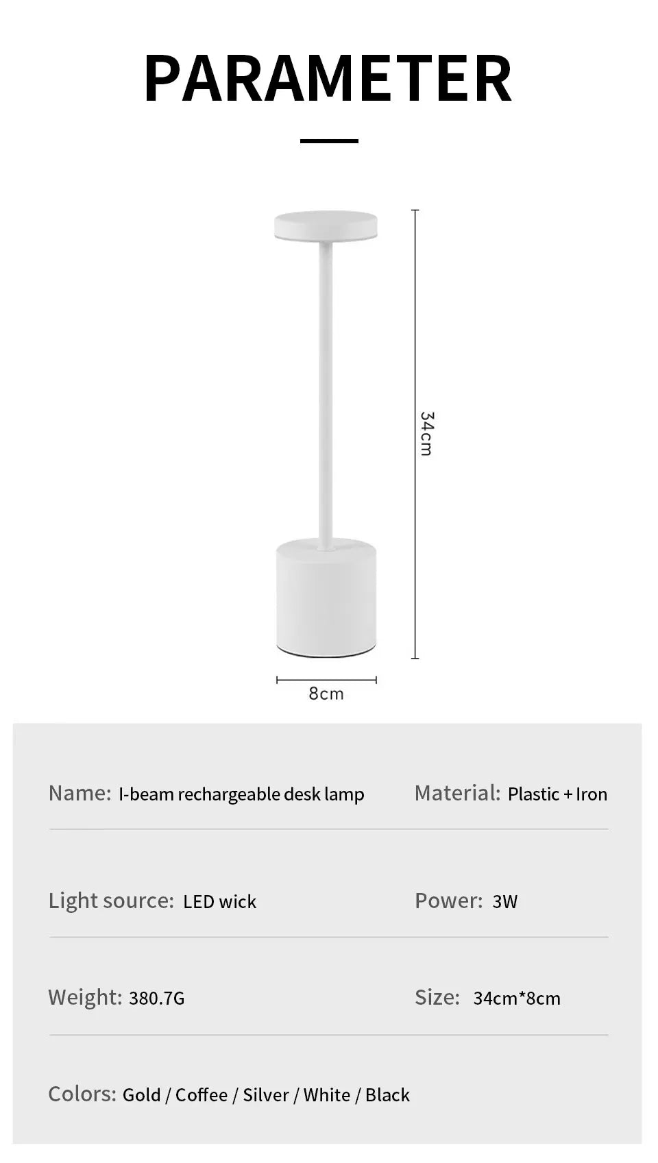 Simple Touch Sensor LED Table Lamp – Rechargeable & Elegant