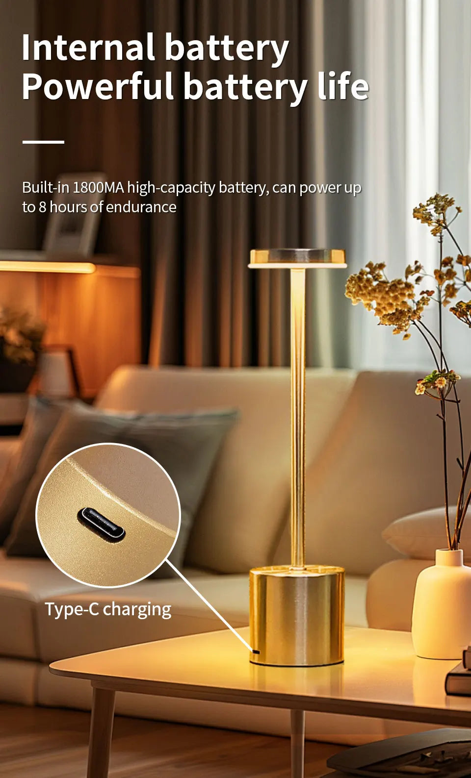 Simple Touch Sensor LED Table Lamp – Rechargeable & Elegant
