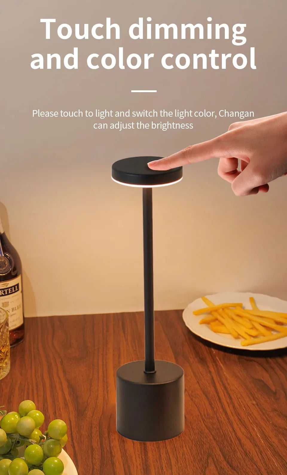 Simple Touch Sensor LED Table Lamp – Rechargeable & Elegant