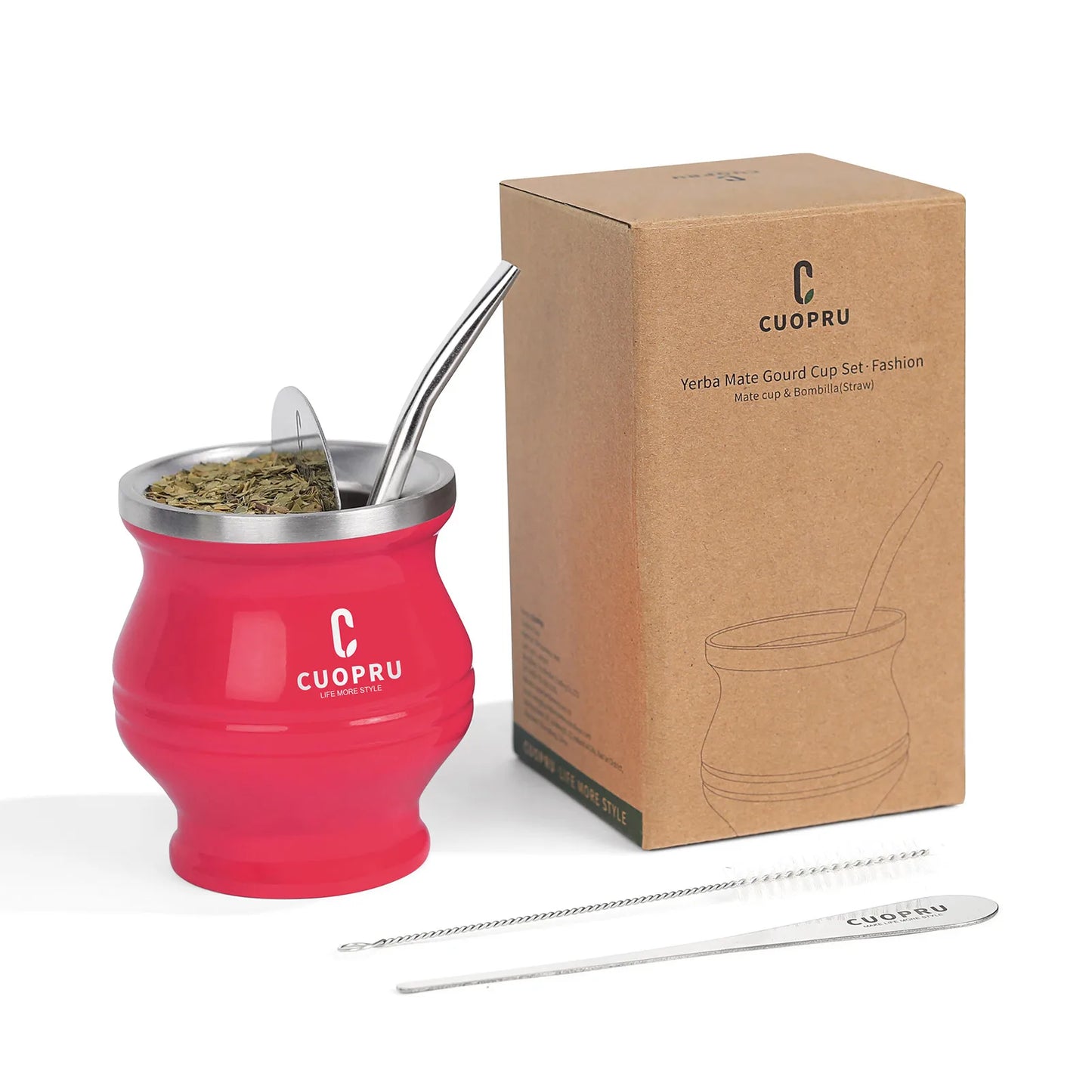 Yerba Mate Cup Bombilla Set - The 5 in 1 Yerba Mate set includes a Modern Mate Cup, Yerba Mate Shaper set, Bombilla Mate (set)