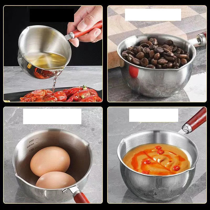 1pc Stainless Steel Saucepan,Hot Oil Pan, Melting Pan, Flat-bottomedOil Pan, Small Pot For Mini Complementary Food, Hot Milk Mel