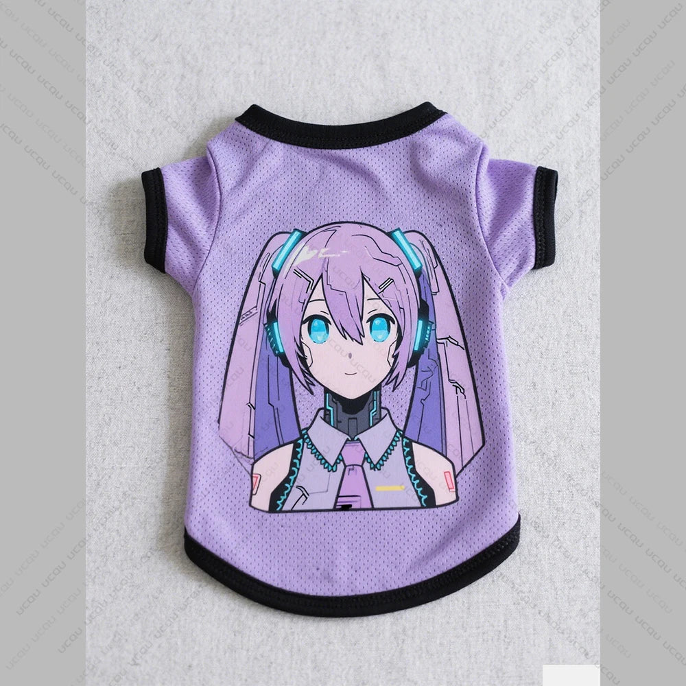2025 Pet Cat And Dog Clothing Anime-Style Print Dog Short Sleeved Shirt Quick-Drying And Breathable The Favorite Of Cute Pets