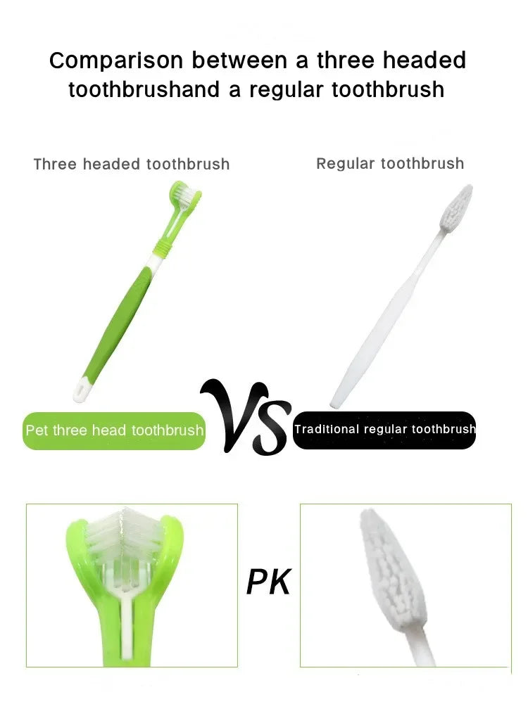 3-Sided Pet Toothbrush for Dogs and Cats – Deep Cleaning Dental Care