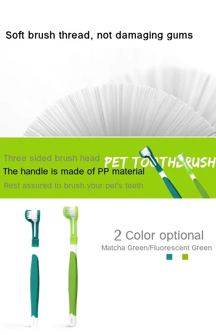 3-Sided Pet Toothbrush for Dogs and Cats – Deep Cleaning Dental Care