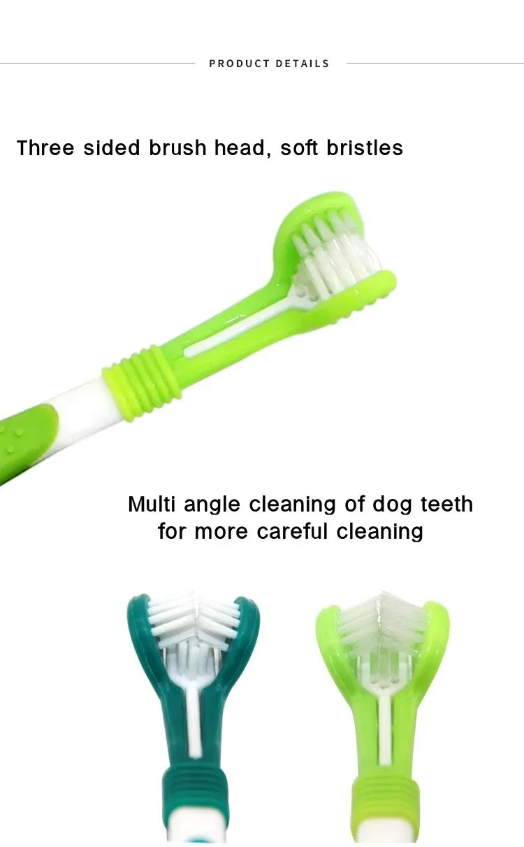 3-Sided Pet Toothbrush for Dogs and Cats – Deep Cleaning Dental Care