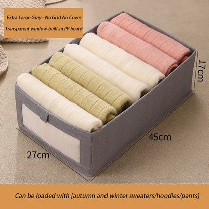1-3Pcs Pants Storage Box Clothes Organizers of Cabinets and Drawers Fabric Foldable Boxes for Bedroom Wardrobe Organization Home