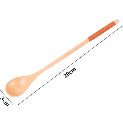 2PCS Natural Wooden Spoon & Fork Dinner Kit Rice Soups Utensil Cereal Handmade Home Tableware Dinnerware Cutlery For Kicthen