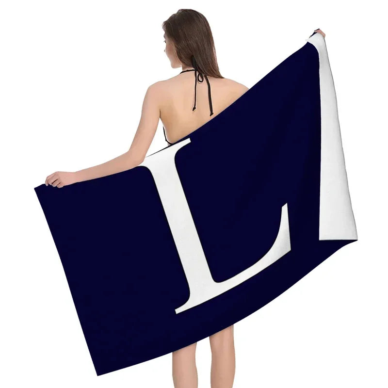 1pc Flower wreath letter pattern Pattern Beach Towel,Ultra-Fine Fiber Beach Blanket,Highly Absorbent Bath Towel,Suitable