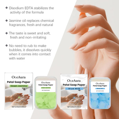 Travel Hand Soaps Portable Disposable Flower Petals Hand Soap Tablet Gentle Cleansing Dissolvable Paper Soap for Kids Adults