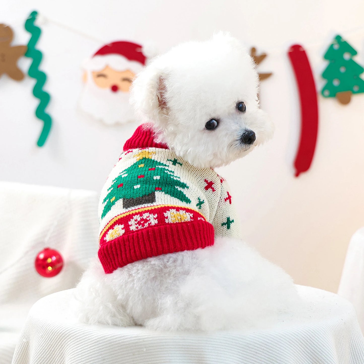 2026 New Years Dog Christmas Sweater Christmas Tree Winter Dog Xmas Holiday Clothes for Small Dogs Pet Girl Boy Warmer Sweaters