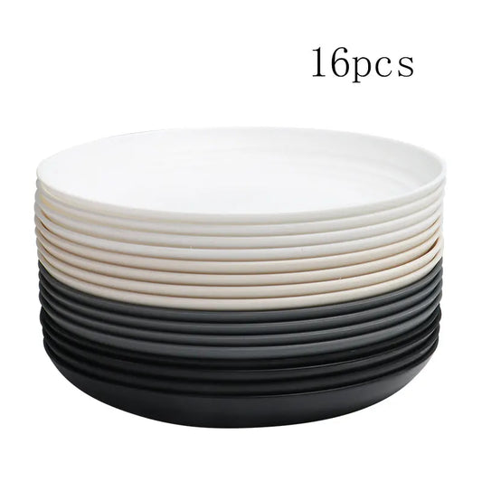 4/16pcs Plastic plates (9 inches in diameter) are reusable and suitable for home kitchens for snacks, snacks, desserts