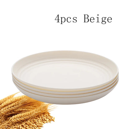 4/16pcs Plastic plates (9 inches in diameter) are reusable and suitable for home kitchens for snacks, snacks, desserts