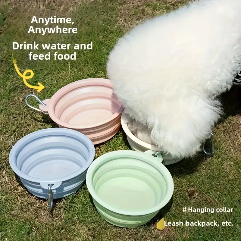 Portable Silicone Pet Bowl for Dogs Cats 350ml Collapsible Travel Dish Carabiner Clip Food Water Container Feeding Tray Bowls