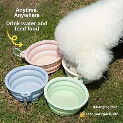 Portable Silicone Pet Bowl for Dogs Cats 350ml Collapsible Travel Dish Carabiner Clip Food Water Container Feeding Tray Bowls