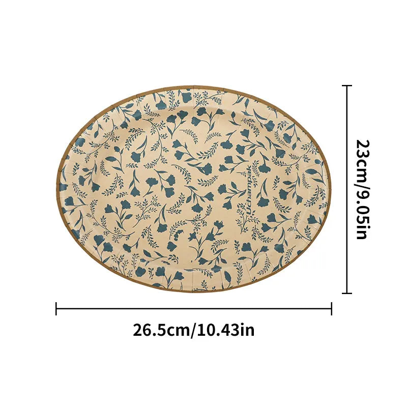 10/20pcs Vintage Floral Paper Plate Disposable European-style Floral Round Tableware Afternoon Tea Dessert Sausage Steaks Plate