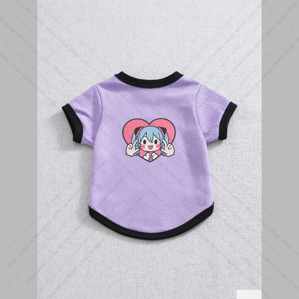 2025 Pet Cat And Dog Clothing Anime-Style Print  Dog Short Sleeved Shirt Quick-Drying And Breathable The Favorite Of Cute Pets
