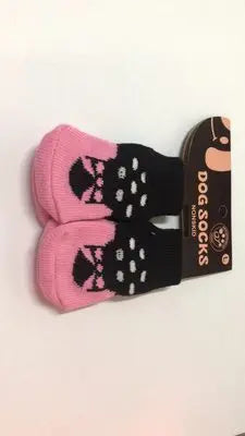 Pet Striped Socks Cat and Dog Foot Covers Anti Scratch and Anti Slip Shoes Winter Anti Slip Socks Four Pairs of Shoes for Dogs