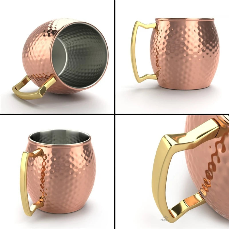 1PCS Cocktail Cup 550ml Hammered Copper Plated Moscow Mule Mug - Beer/Coffee Cup for Enhanced Flavor Experience Tazas Drinkware