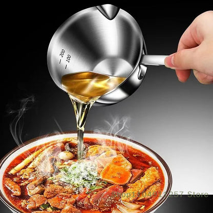 1 Pc 150/300 Ml Multifunctional Stainless Steel Hot Oil Pan, Cooking Butter Melting Pan, Household Kitchen Frying Pan Cookware