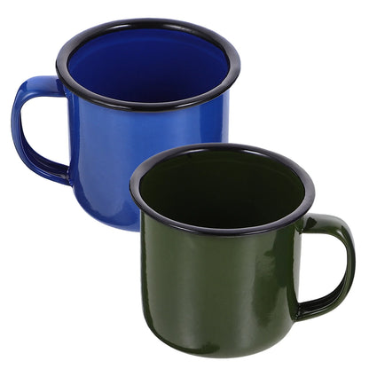 2Pcs Premium Enamel Mug Drinking Cup Creative Coffee Tin Vintage Painted Retro Beverage Container Water Glass for Home bar use