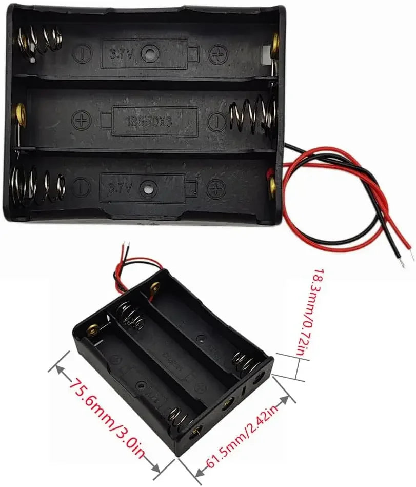 3pcs 18650 Battery Holder Box 1 Slot 3.7V Battery Storage Case 1/2/3/4 Cell Plastic Container with Connect Black Red Wires