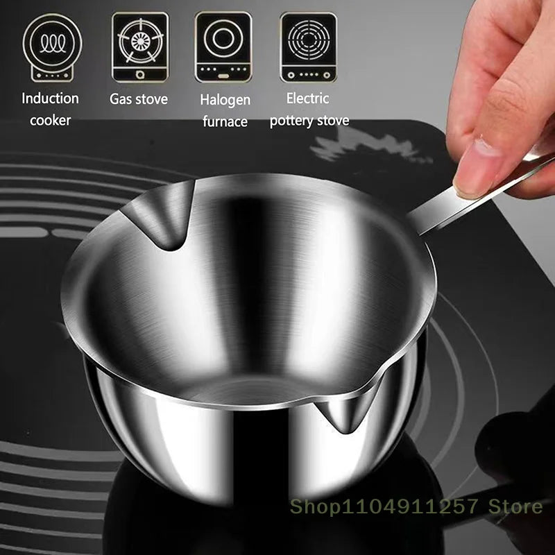 1 Pc 150/300 Ml Multifunctional Stainless Steel Hot Oil Pan, Cooking Butter Melting Pan, Household Kitchen Frying Pan Cookware