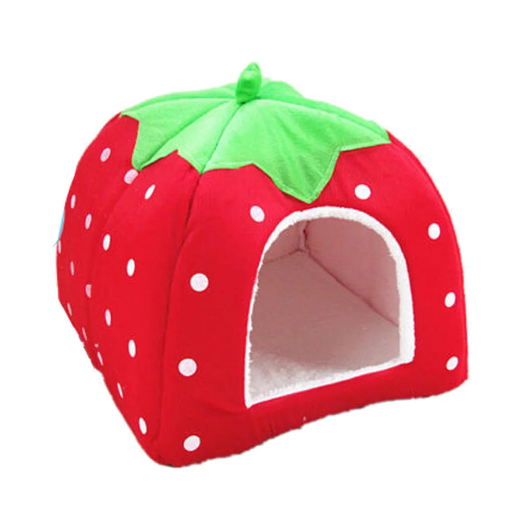 Soft Strawberry Pet  Dog Cat House Kennel Doggy Fashion Cushion Basket Pet Tent Dog House Small Dogs Kitten Bed Cat House