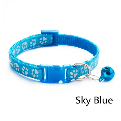 Universal Dog Cat Neck Ring With Bell Cartoon Footprint Adjustable Pet Towing Rope Collar for Dog Puppy Kitten Pet Accessories