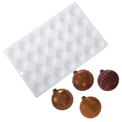 28-Cell Christmas Lantern Decorative Ball Design Chocolate Mold Candy Tools Silicone Cake Mold Dessert Bakeware Kitchen Baking S