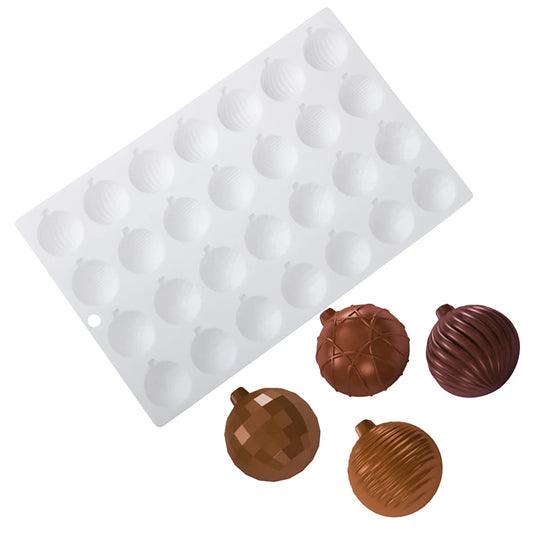 28-Cell Christmas Lantern Decorative Ball Design Chocolate Mold Candy Tools Silicone Cake Mold Dessert Bakeware Kitchen Baking S