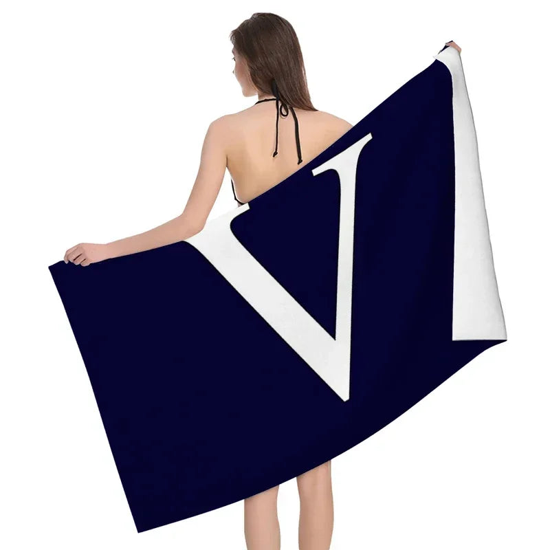 1pc Flower wreath letter pattern Pattern Beach Towel,Ultra-Fine Fiber Beach Blanket,Highly Absorbent Bath Towel,Suitable