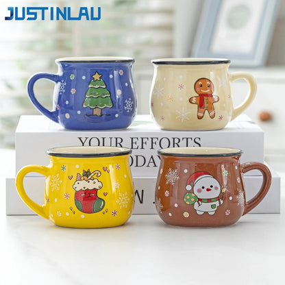 150ML Ceramic Christmas Mugs Cartoon Santa Style Cute Elk Snowman Mousse Cup for Office Home Breakfast Milk Mug Kids Xmas Gifts