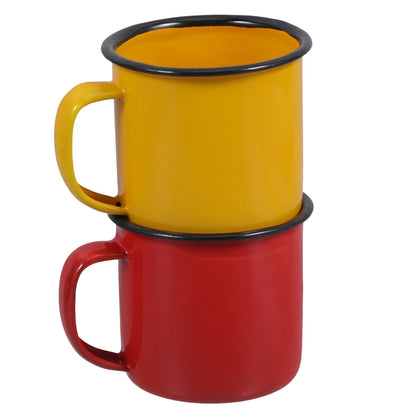 2Pcs Premium Enamel Mug Drinking Cup Creative Coffee Tin Vintage Painted Retro Beverage Container Water Glass for Home bar use