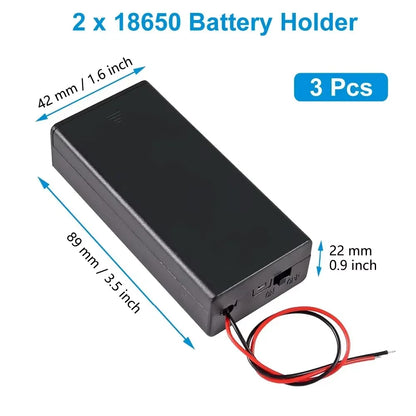 3pcs 18650 Battery Holder Box 1 Slot 3.7V Battery Storage Case 1/2/3/4 Cell Plastic Container with Connect Black Red Wires