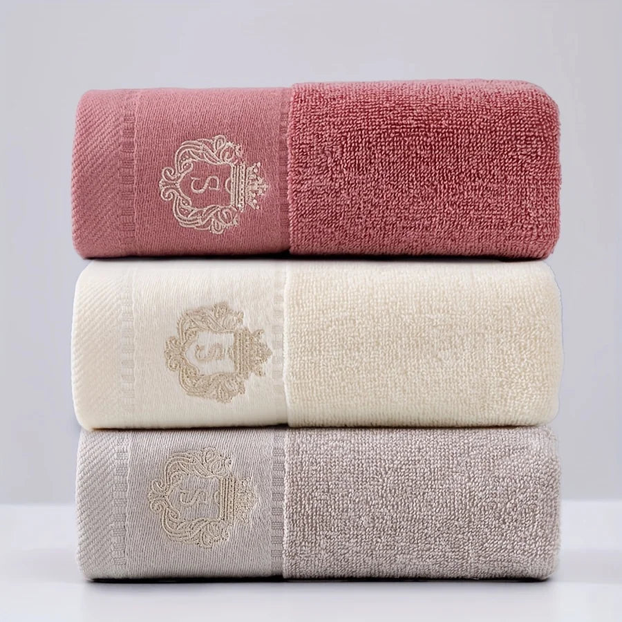 3pcs Set Cotton Towels 35x75cm 70x140cm Embroidered Bathroom Geometric Big Bath Hand Face Shower Towels Cover 수건 세트 Toallas
