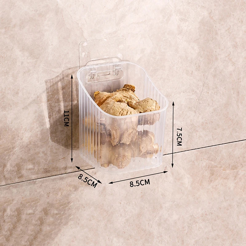 1pcs Kitchen Garlic Ginger And Onion Transparent Storage Basket Wall-Hanging Small Wall-Mounted Storage Box Storage Rack