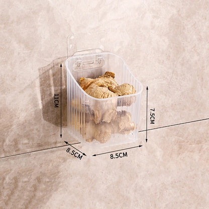 1pcs Kitchen Garlic Ginger And Onion Transparent Storage Basket Wall-Hanging Small Wall-Mounted Storage Box Storage Rack