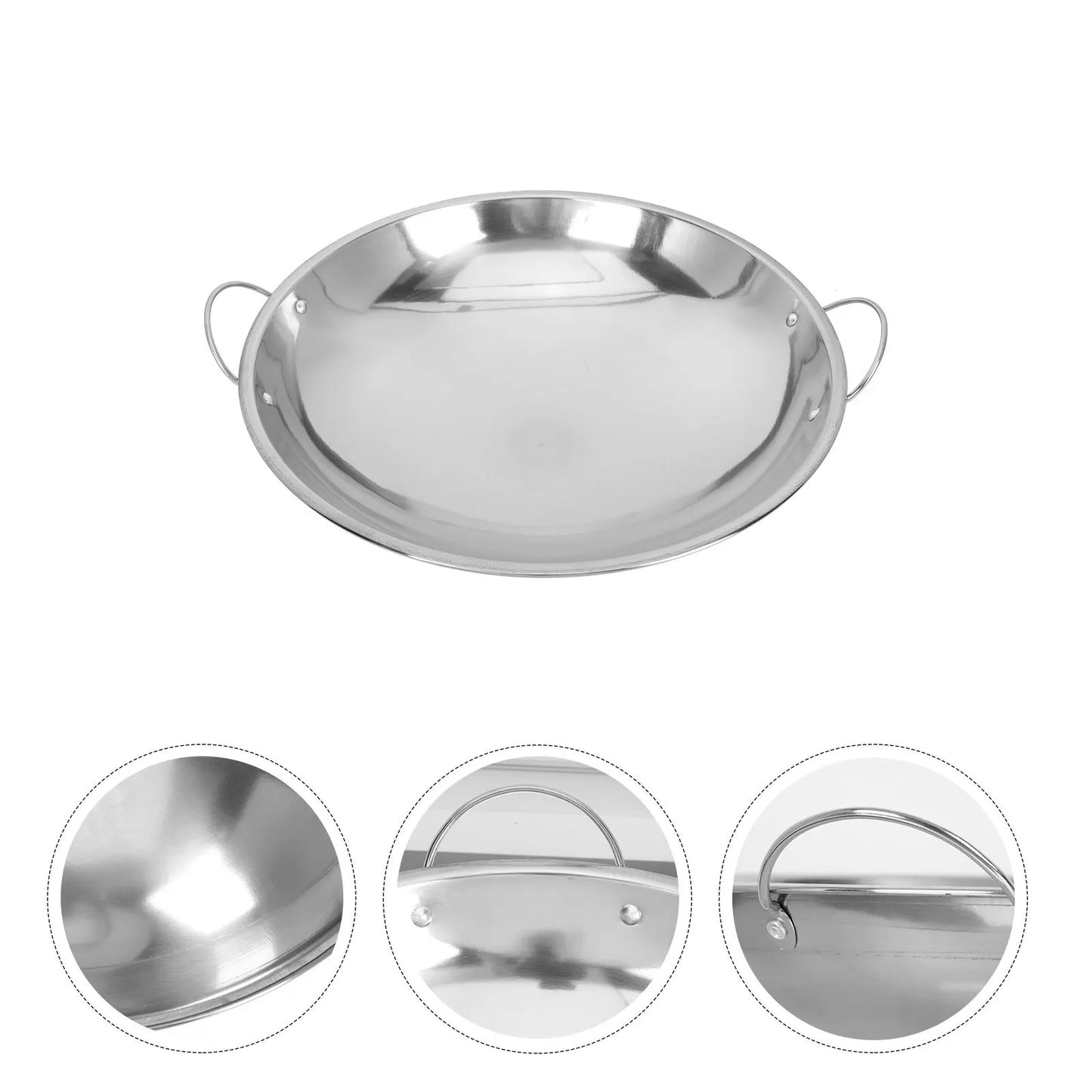 Stainless Steel Pan Kitchen Cooking Utensil Home Alcohol Pot Double Ear Design Nonstick Easy Clean Hot Pot Noodle
