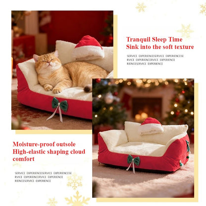 2026 Newest Christmas Festive Cat Nest Plush Soft Washable Kennel Puppy Puppy Sofa Bed for Small Medium Animal Домик Для Кошки