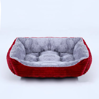 Bed for Dog Cat Pet Square Plush Kennel Medium Small Dog Sofa Bed Cushion Pet Calming Dog Bed House Pet Supplies Winter