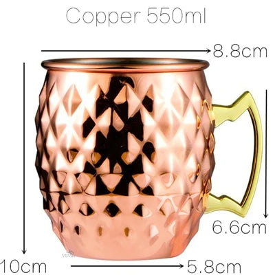 1PCS Cocktail Cup 550ml Hammered Copper Plated Moscow Mule Mug - Beer/Coffee Cup for Enhanced Flavor Experience Tazas Drinkware