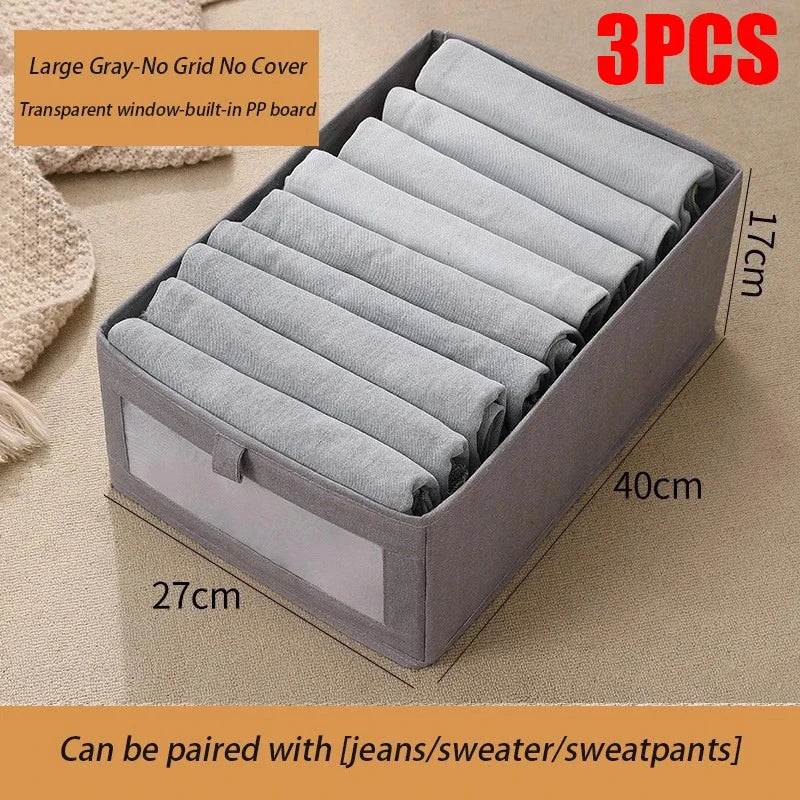 1-3Pcs Pants Storage Box Clothes Organizers of Cabinets and Drawers Fabric Foldable Boxes for Bedroom Wardrobe Organization Home
