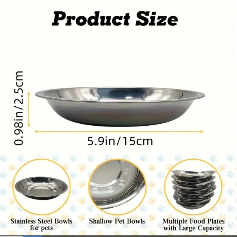 1/5PCS Pet Feeding Bowl Cat Food Bowl Dog Bowl Rabbit Bowl Pet Tray Stainless Steel Thick Soup Bowl Multi-Purpose Rice Bowl Tray